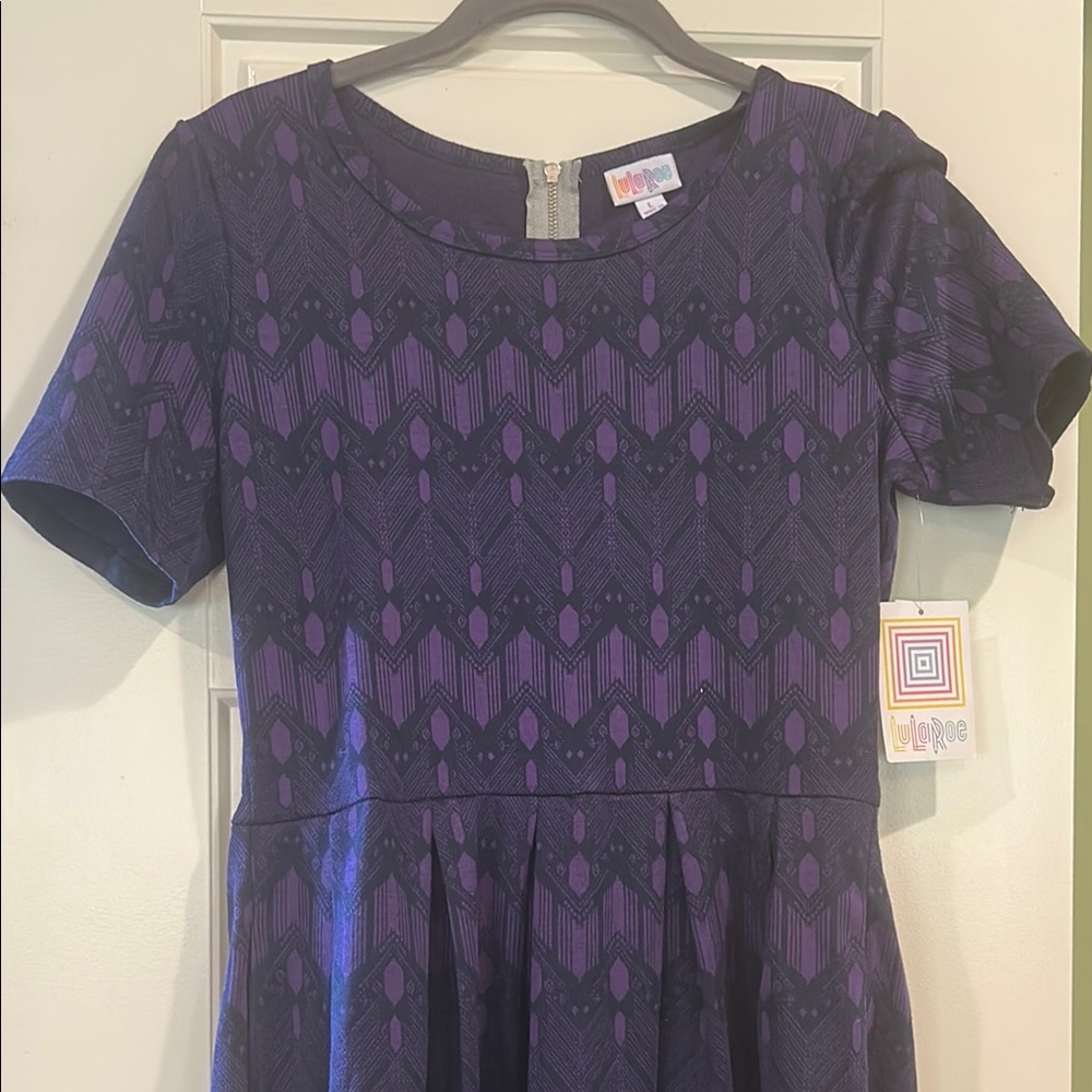 LuLaRoe purple and black Amelia Short Sleeve Dress